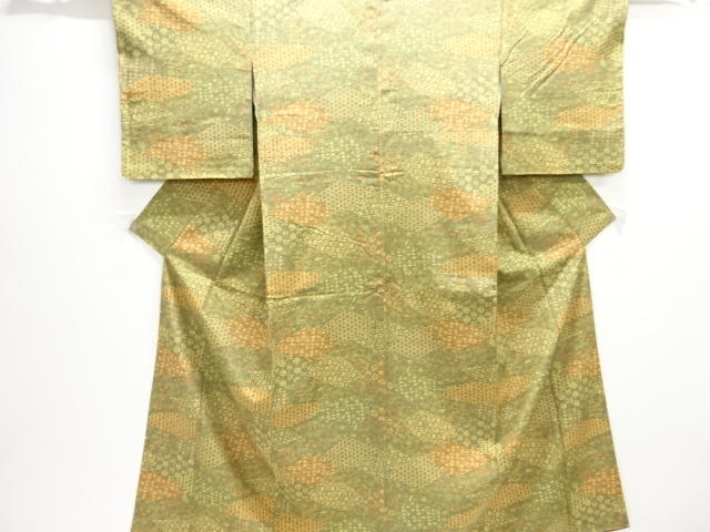 JAPANESE KIMONO / ANTIQUE KIMONO / SILK / TSUMUGI / FLOWER